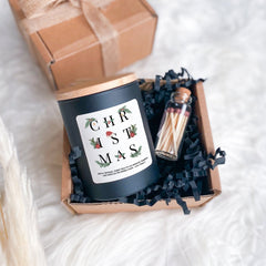 Personalised Christmas Scented Candle with Your Text, Gift Box for Her Friend Colleague Cosy Stylish Unique Vegan Xmas Present Hygge Gift