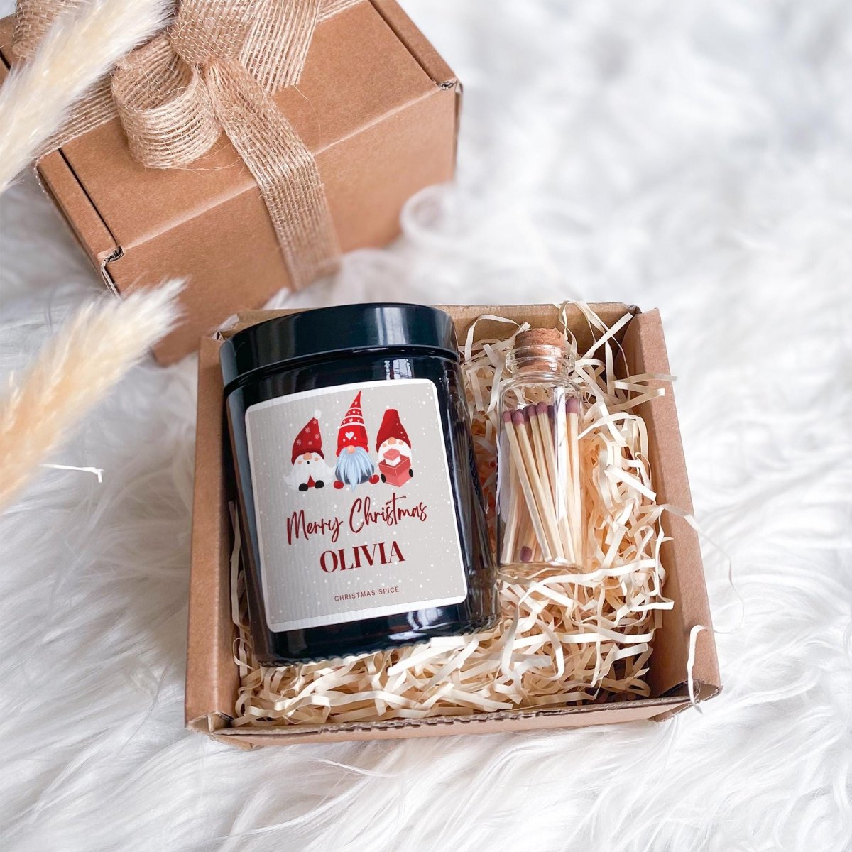 Personalised Cute Christmas Candle Gift – Gonk Design – Festive Holiday Candle for Her, Mum