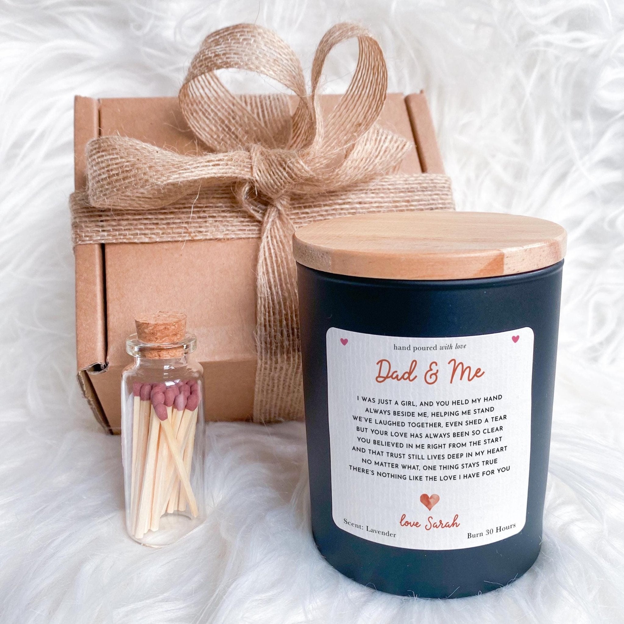 Personalised Dad and Me Candle Gift Set for Dad on Father's Day Dad's Birthday Gift for Him New Daddy from Daughter FREE Gift Box & Matches
