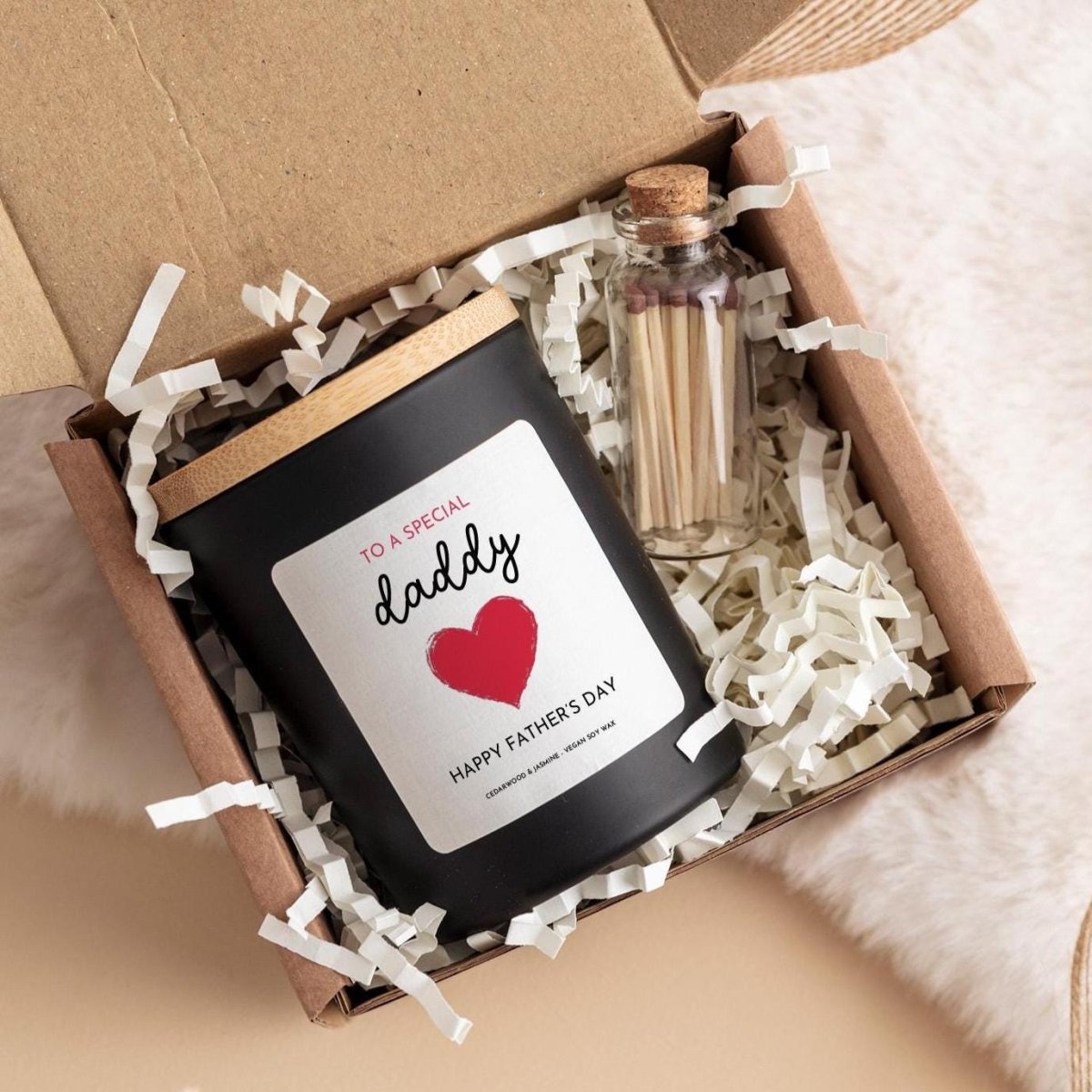 Personalised Daddy Candle Gift Box, Father’s Day Gift for New Dad with Matches Set