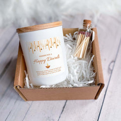 Personalised Diwali scented candle with your text Gift Box for family her him Wishing you a happy Diwali gift set for mum dad friend