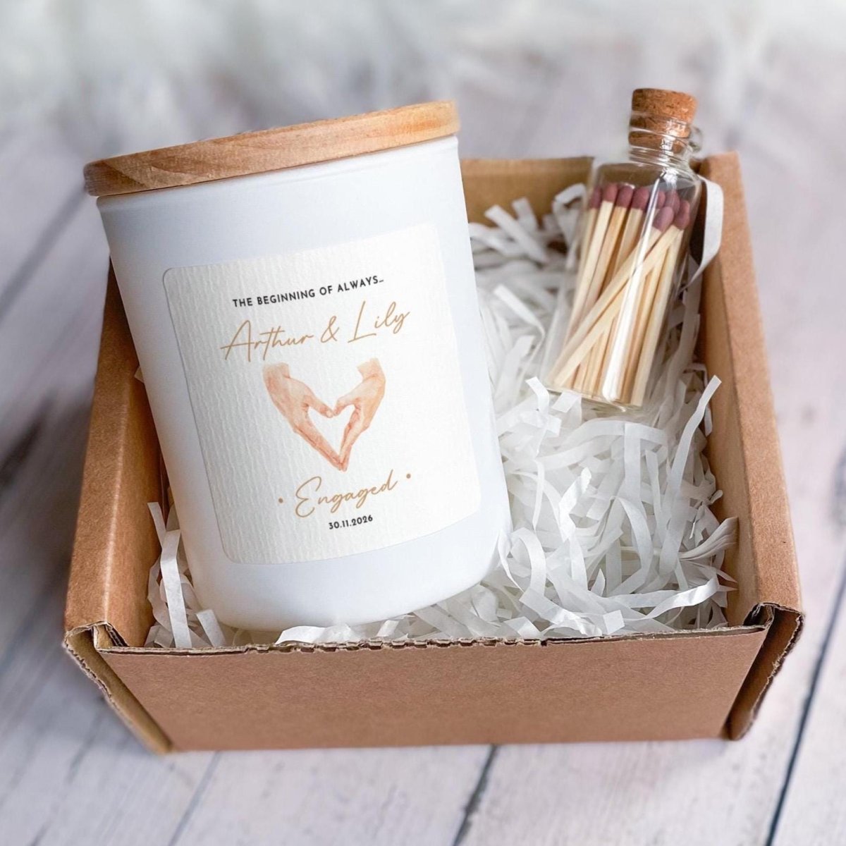 Personalised Engagement Candle Gift – Couple Names Candle for Newly Engaged Couple
