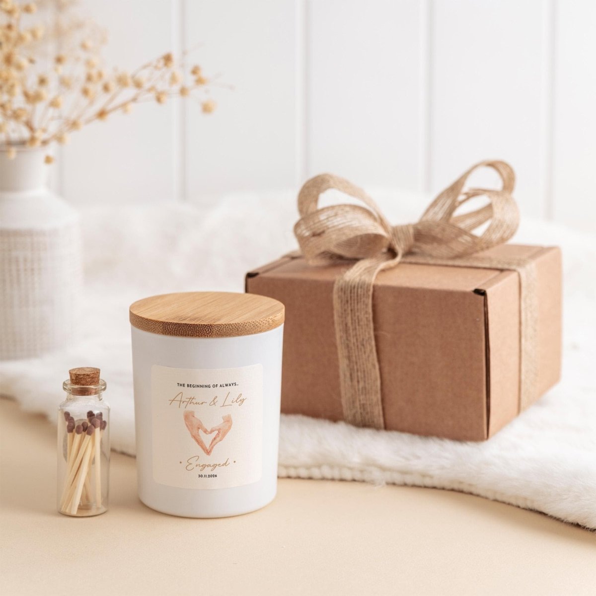 Personalised Engagement Candle Gift – Couple Names Candle for Newly Engaged Couple