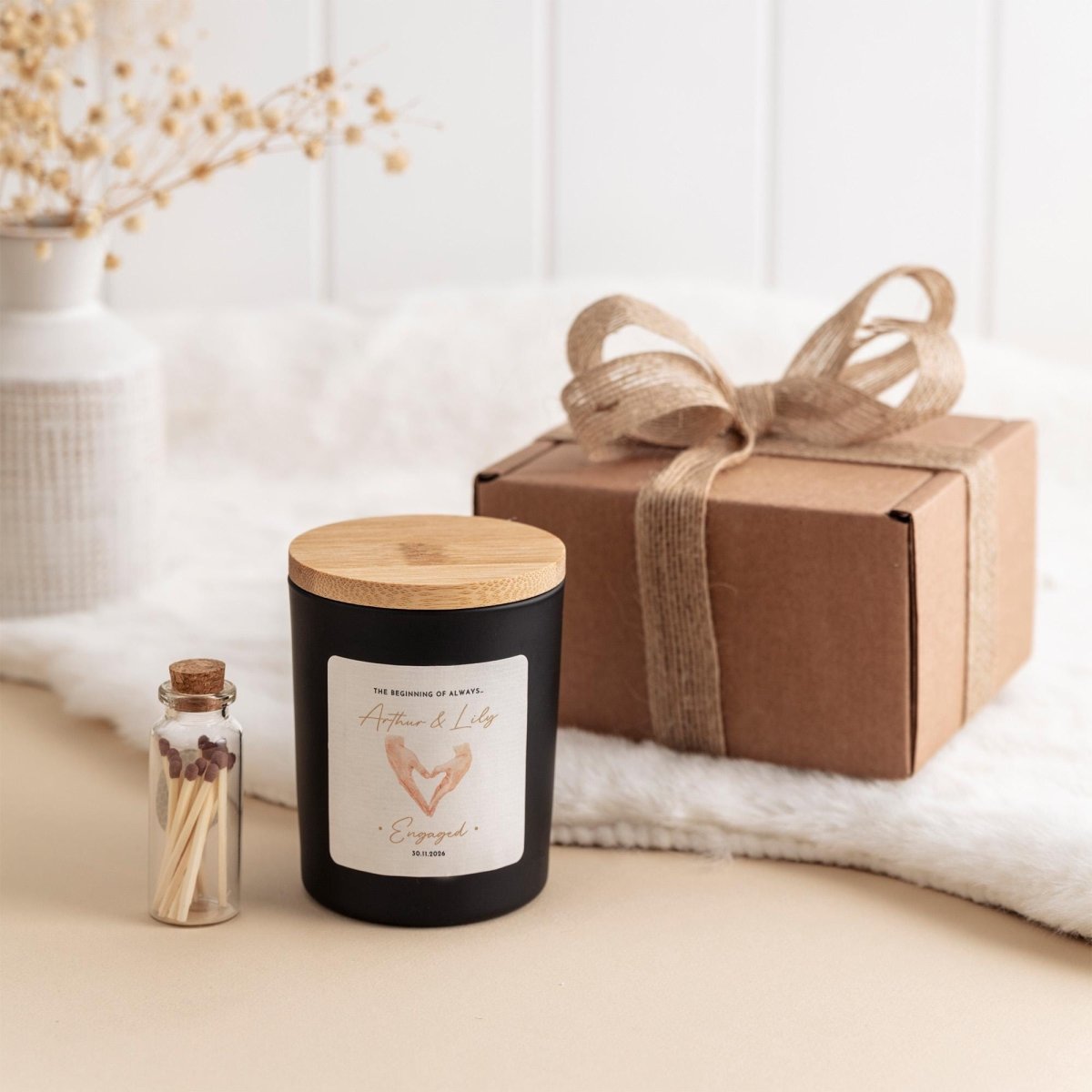 Personalised Engagement Candle Gift – Couple Names Candle for Newly Engaged Couple