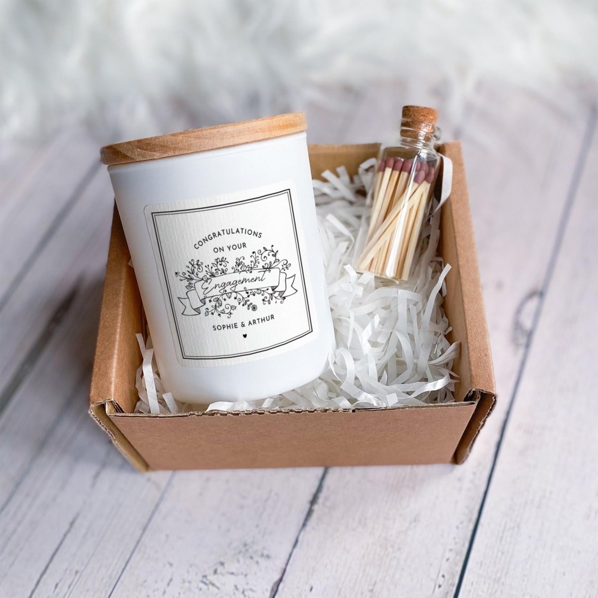 Personalised Engagement Candle Gift Set – Engagement Gift for Couple, Congratulations Keepsake