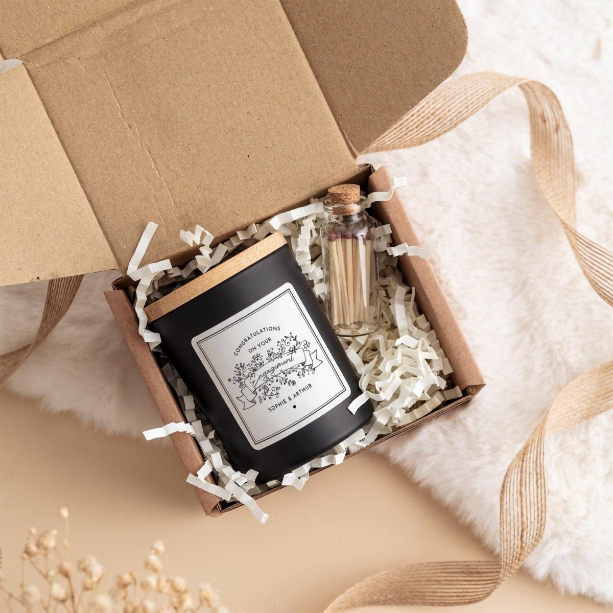 Personalised Engagement Candle Gift Set – Engagement Gift for Couple, Congratulations Keepsake