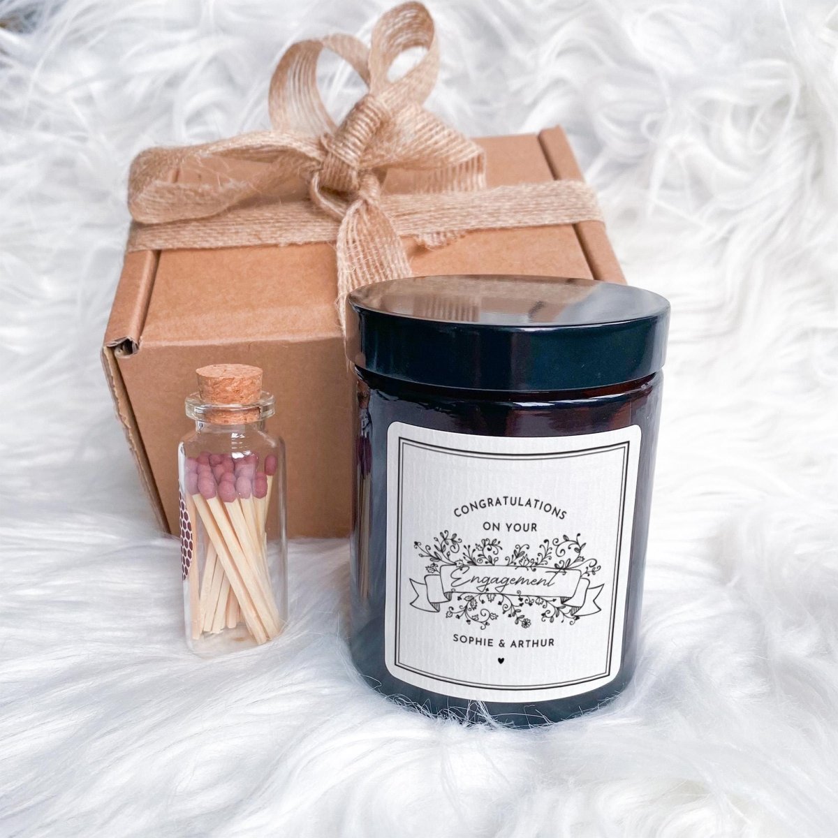 Personalised Engagement Candle Gift Set – Engagement Gift for Couple, Congratulations Keepsake