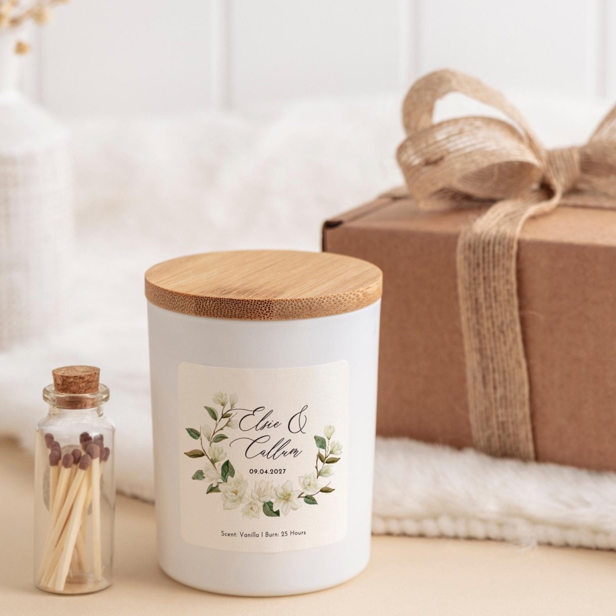 Personalised Engagement or Wedding Candle for Couple – Custom Names Keepsake