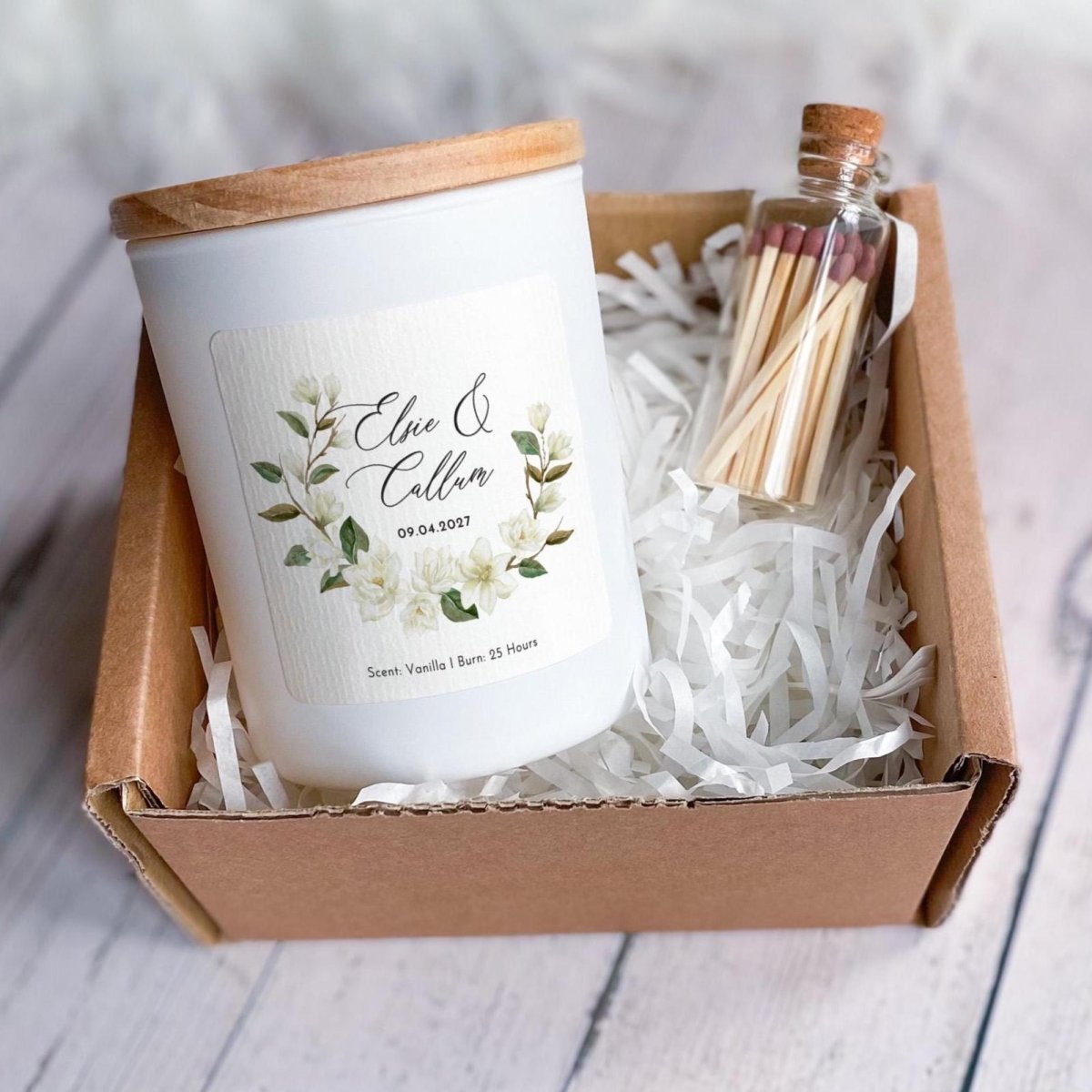 Personalised Engagement or Wedding Candle for Couple – Custom Names Keepsake