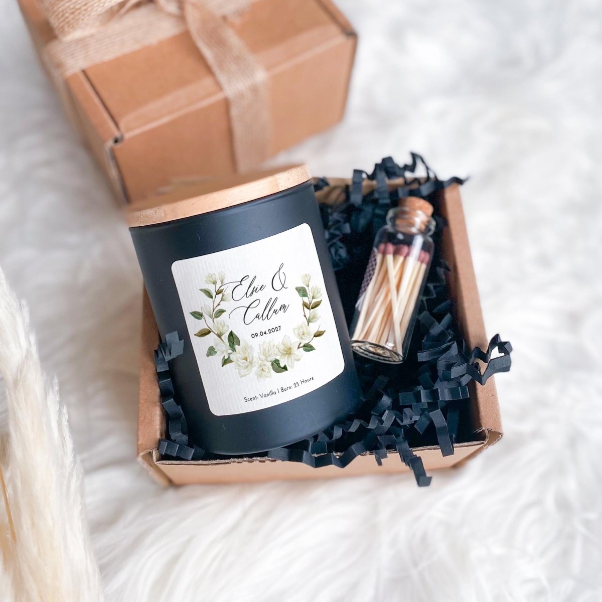 Personalised Engagement or Wedding Candle for Couple – Custom Names Keepsake