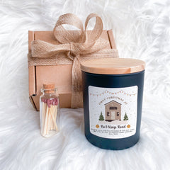 Personalised First Christmas at New Home Scented Candle Gift Set, Gift for New Home with Address and Your Text, Xmas Present Couple