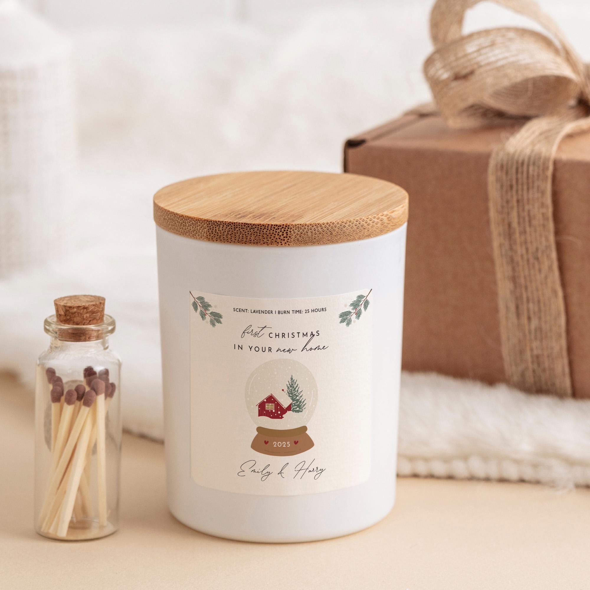 Personalised First Christmas in New Home Candle Gift for a Couple