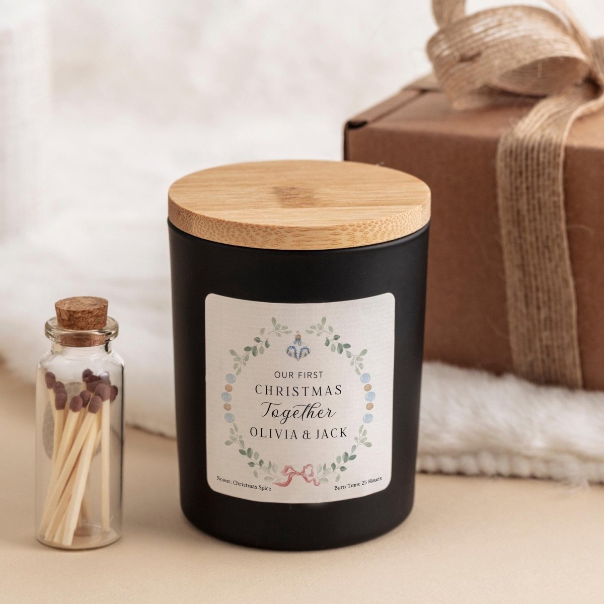 Personalised First Christmas Together Candle Gift – Romantic Keepsake for Couple Wife Husband