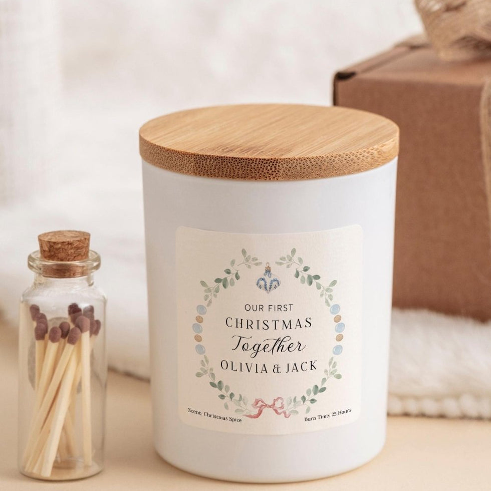 Personalised First Christmas Together Candle Gift – Romantic Keepsake for Couple Wife Husband