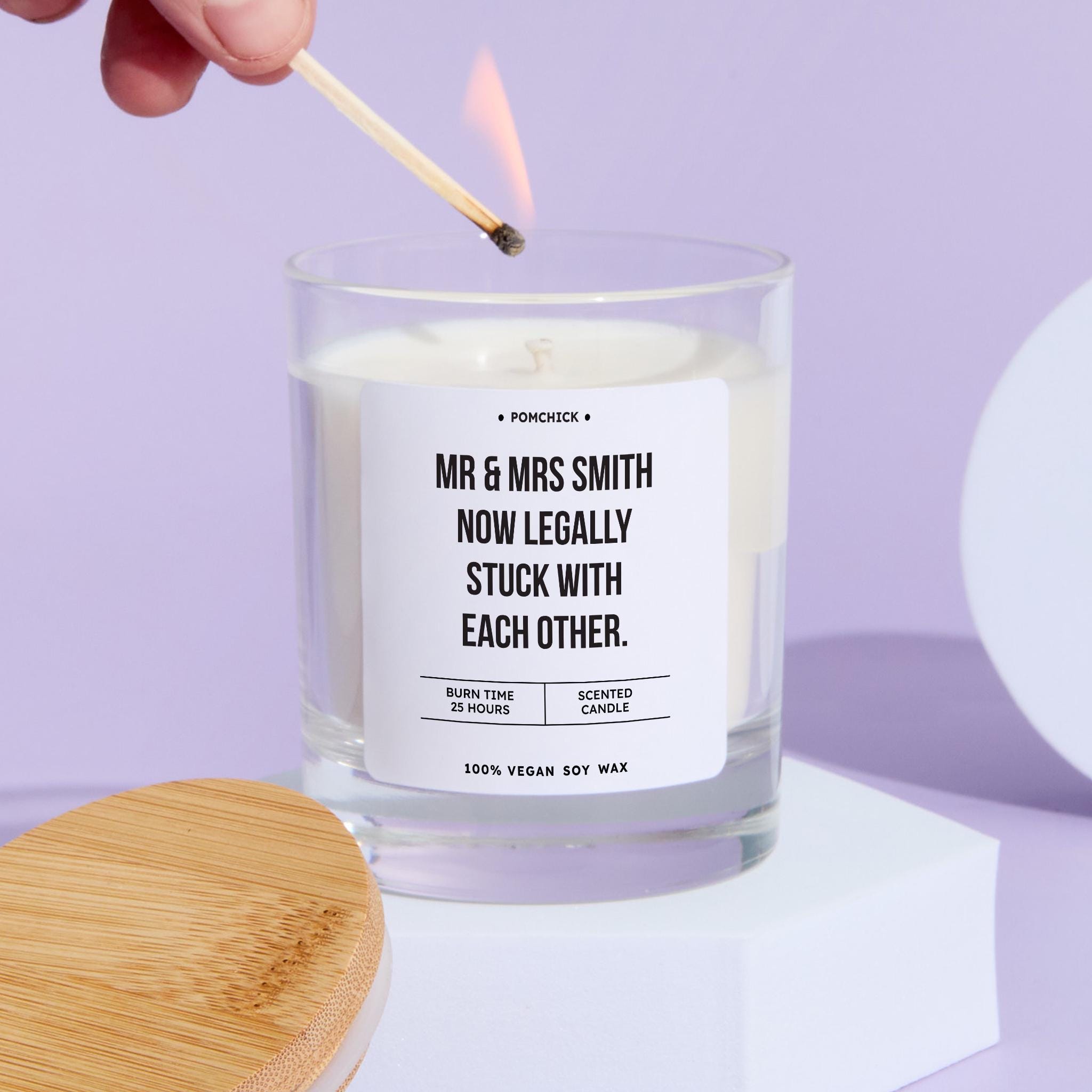 Personalised Funny Wedding Candle Mr and Mrs Now Legally Stuck With Each Other Funny Newlywed Gift & Keepsake for the Happy Couple