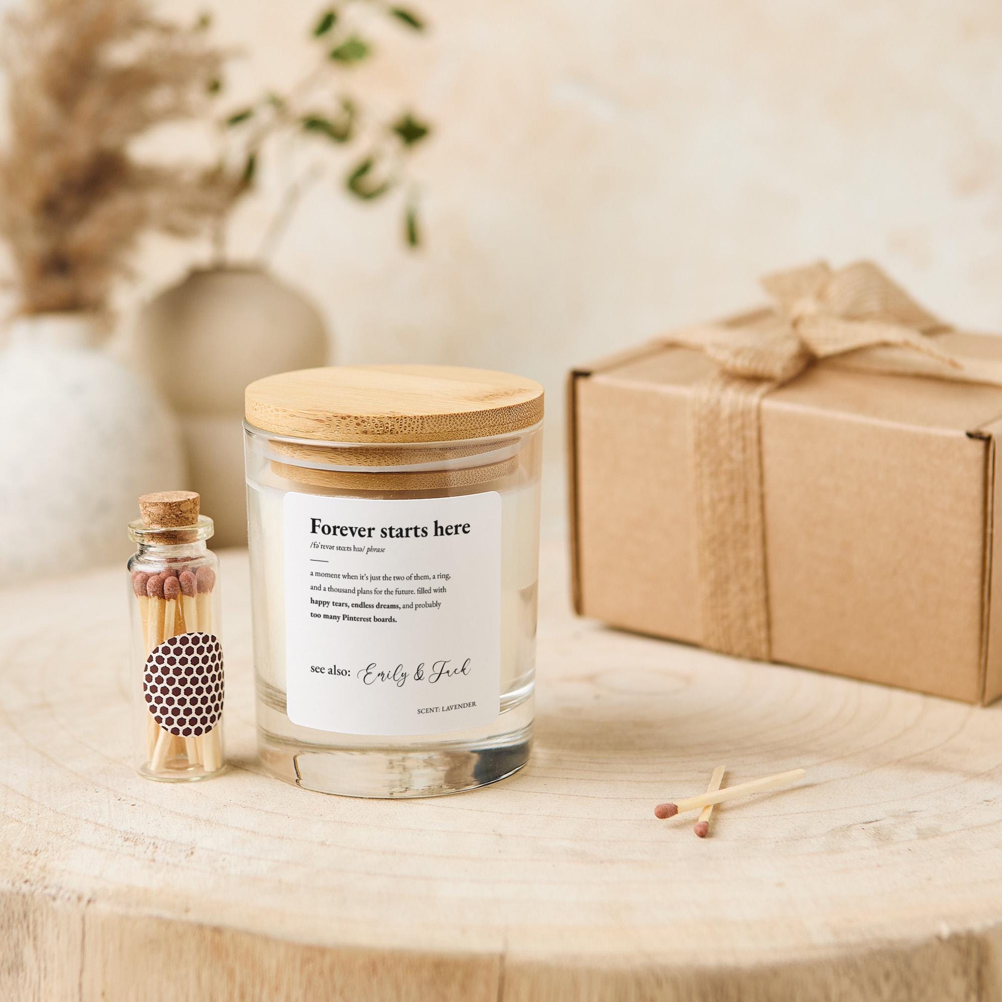 Personalised Gift for Couple with Names Forever Starts Here Candle Gift Romantic Wedding Engagement Keepsake for Bride and Groom Newlywed