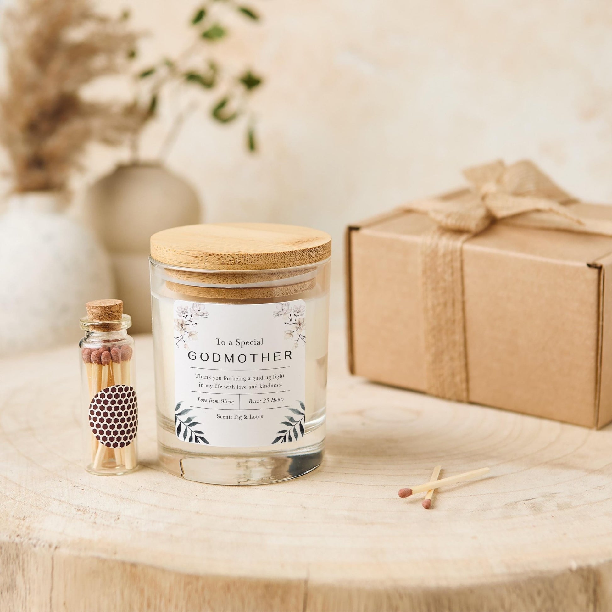 Personalised Godfather Thank You Gift Scented Candle Gift Set Keepsake for Godparent on Christening Thank You God Father Appreciation