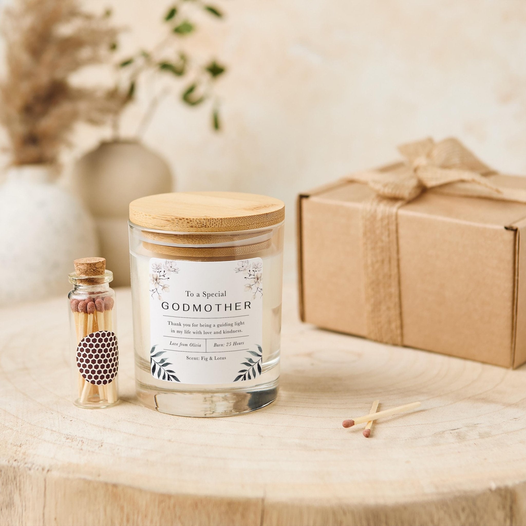 Personalised Godfather Thank You Gift Scented Candle Gift Set Keepsake for Godparent on Christening Thank You God Father Appreciation