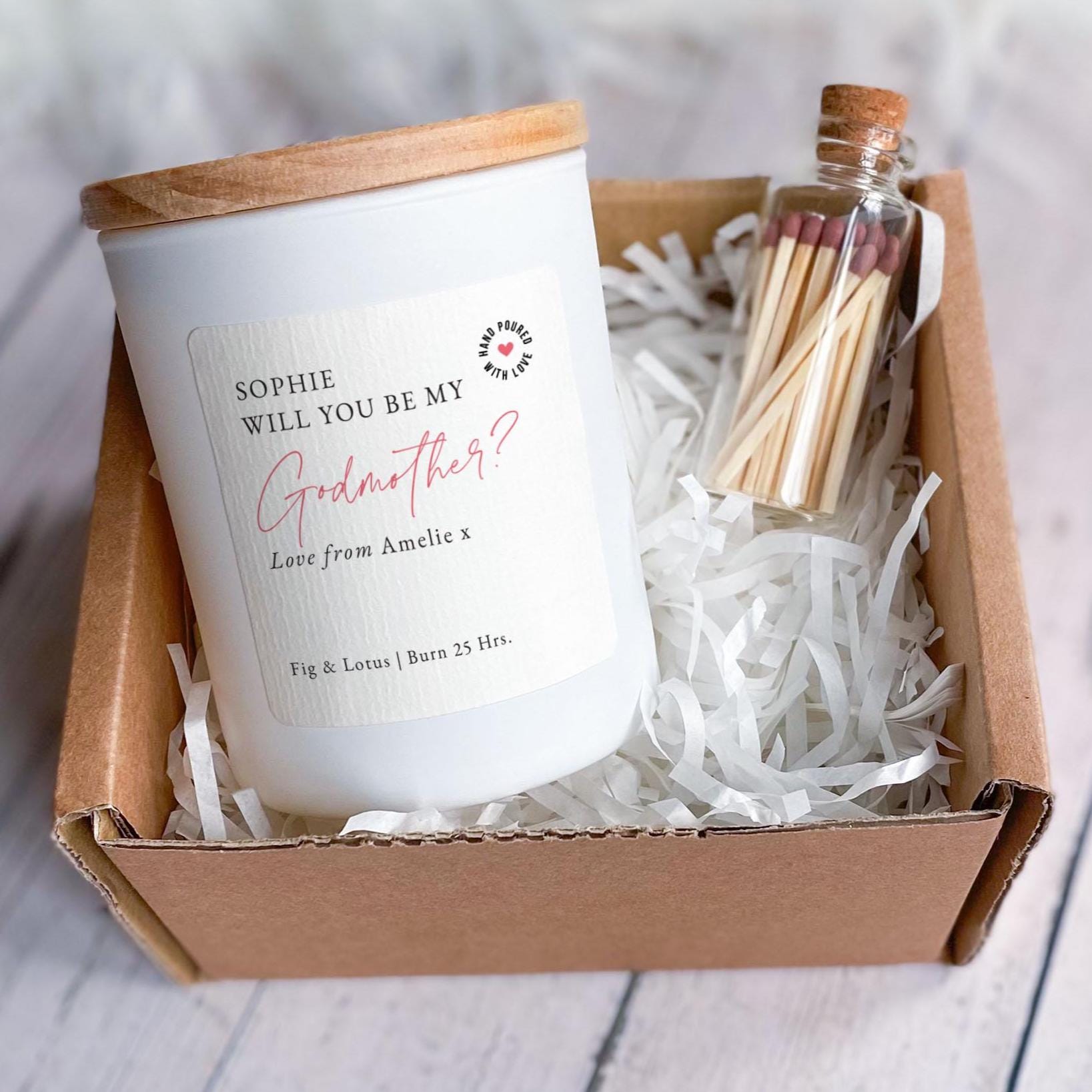 Personalised Godmother Proposal Scented Candle Be My Godmother Christening Gift Baptism Keepsake Jar for Auntie Friend Vegan Soy Wax
