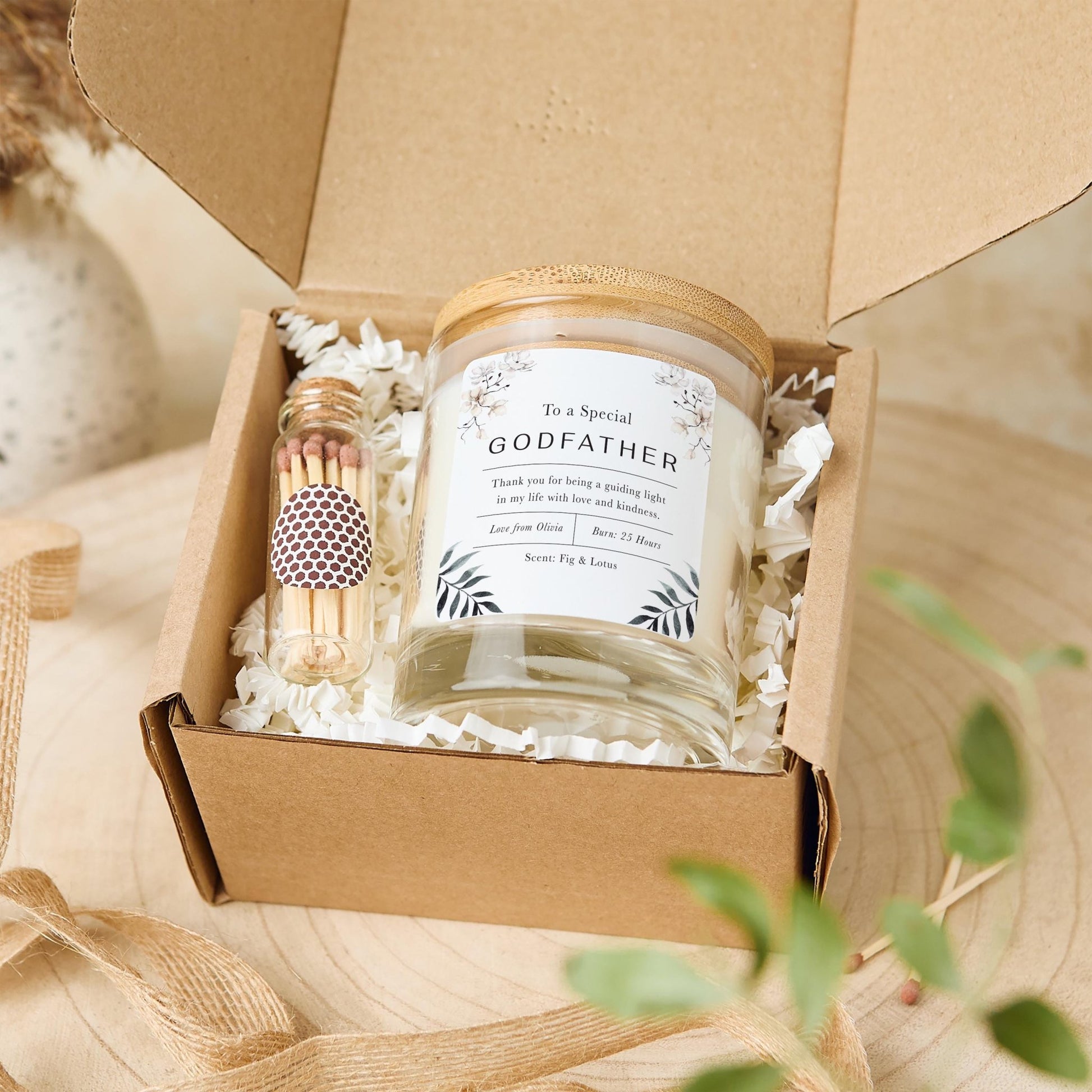 Personalised Godmother Thank You Gift Scented Candle Gift Set Keepsake for Godparent on Christening Thank You God Mother Appreciation