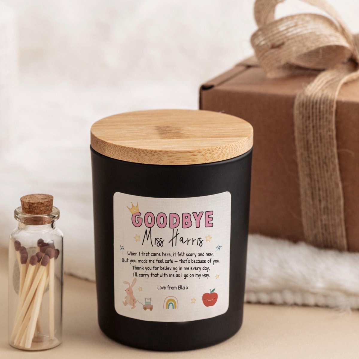 Personalised Goodbye Teacher Candle Gift – End of School Thank You Present for Her