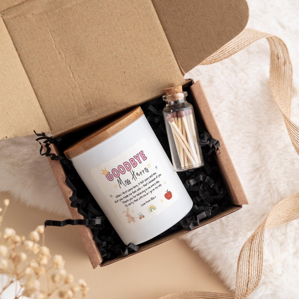 Personalised Goodbye Teacher Candle Gift – End of School Thank You Present for Her