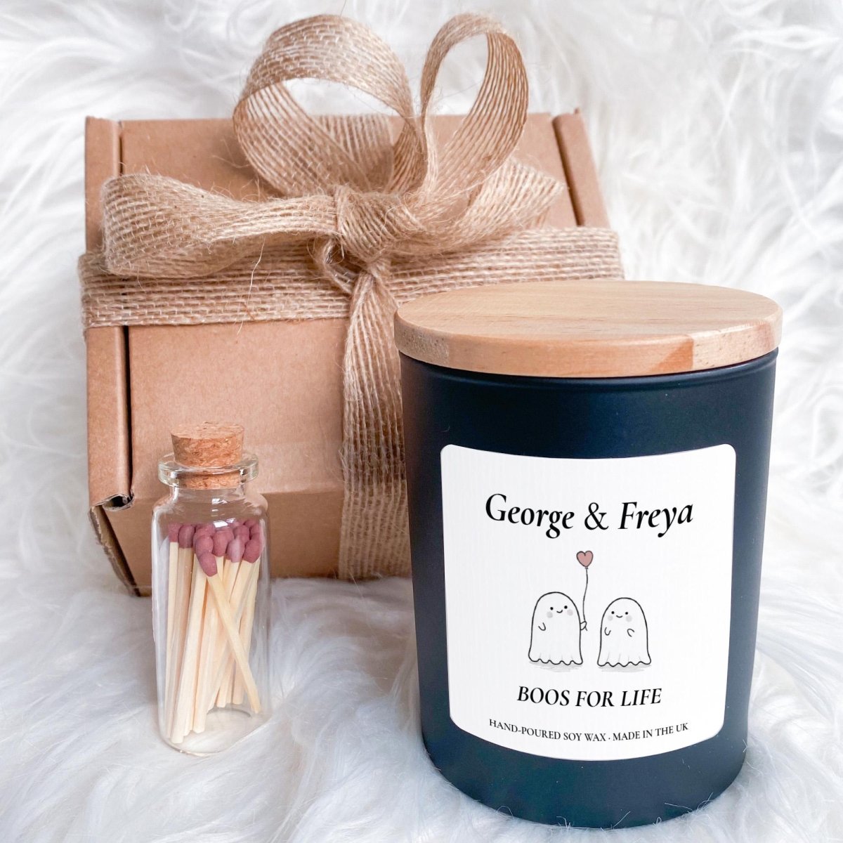 Personalised Halloween Couple's Candle, Boos For Life Custom Name Gift, Scented Soy Keepsake