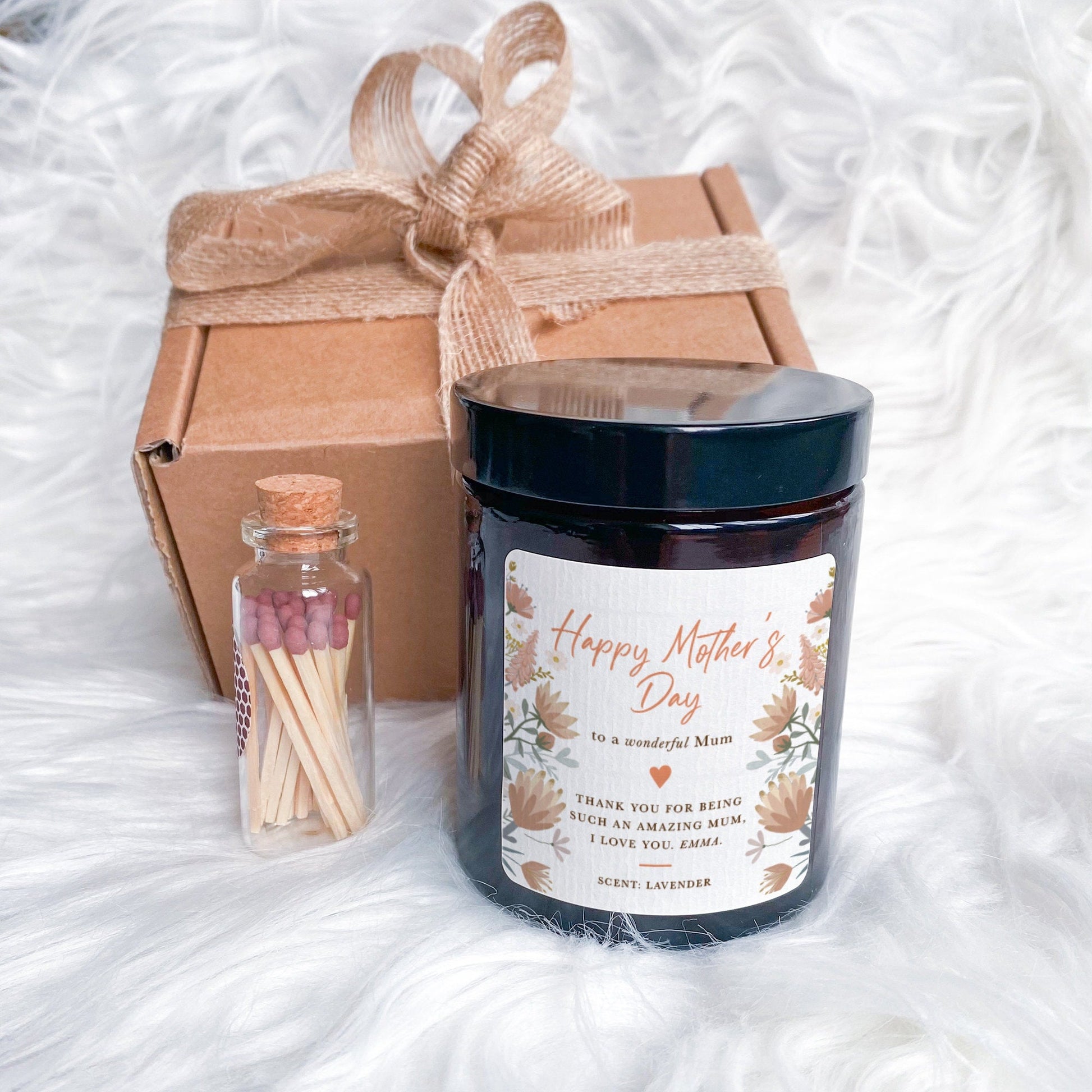 Personalised Happy Mother's Day scented soy wax vegan candle, With your own text, Gift for mum mummy mama, First Mother's Day, 1st