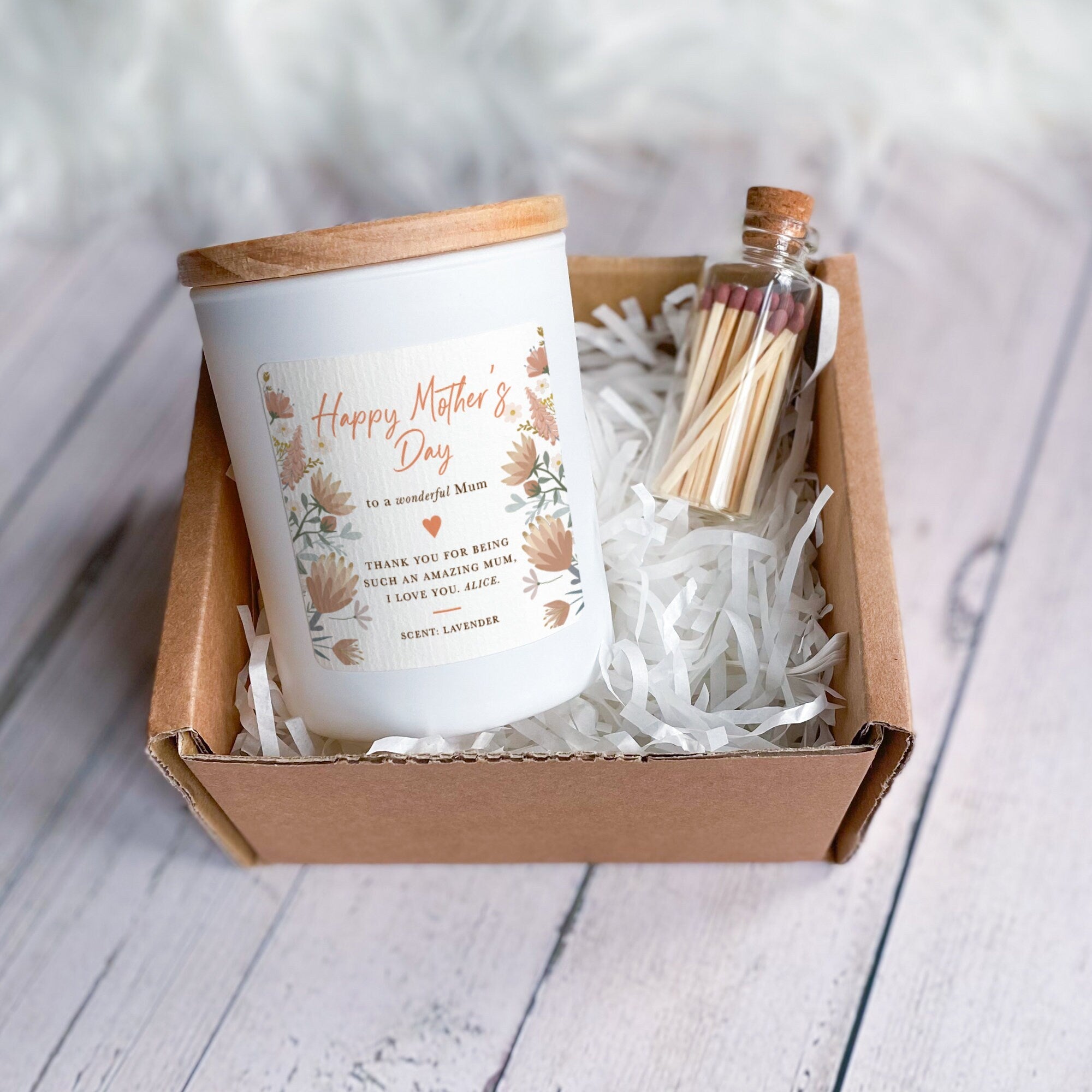 Personalised Happy Mother's Day scented soy wax vegan candle, With your own text, Gift for mum mummy mama, First Mother's Day, 1st