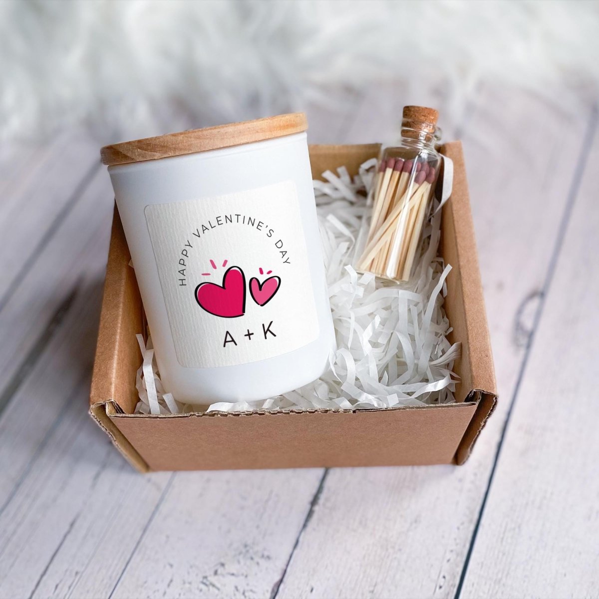 Personalised Heart and Initials Valentine’s Candle Gift for Girlfriend or Wife
