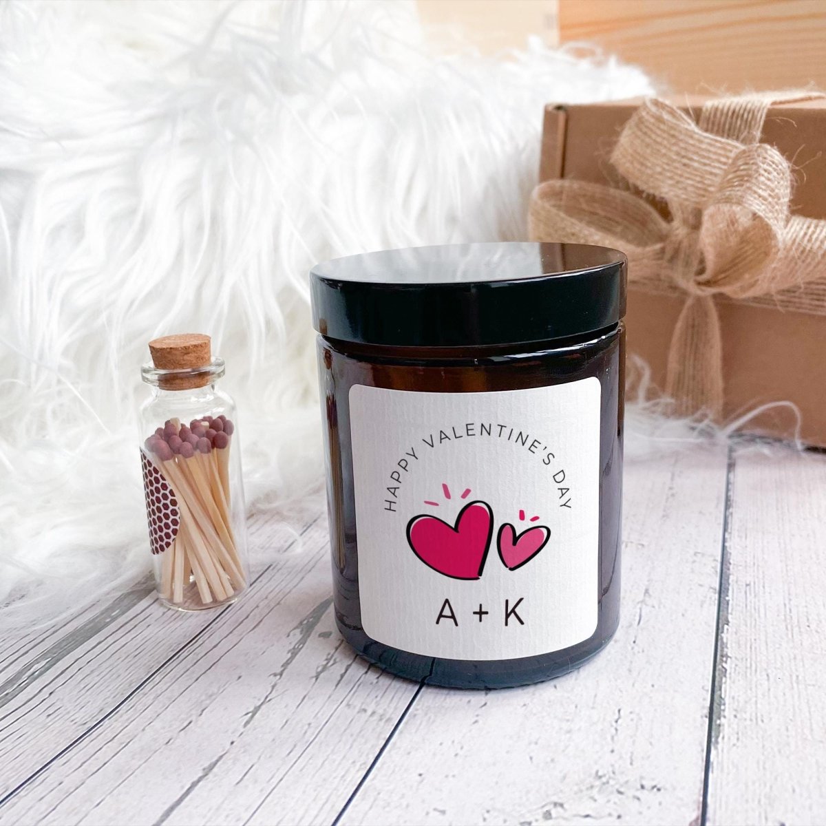 Personalised Heart and Initials Valentine’s Candle Gift for Girlfriend or Wife