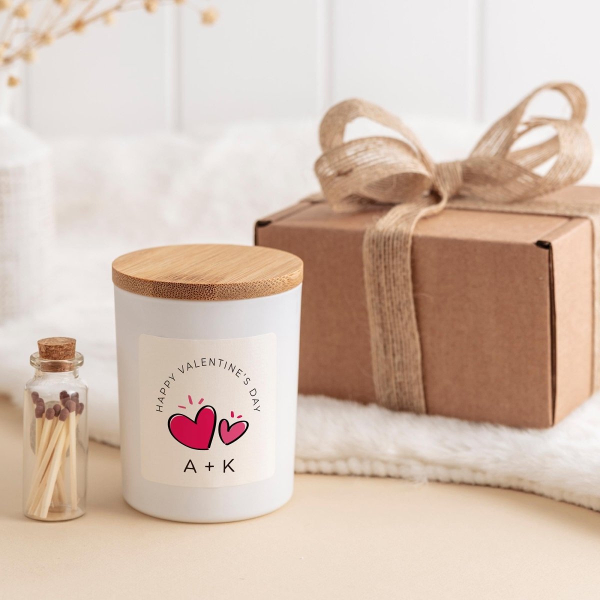 Personalised Heart and Initials Valentine’s Candle Gift for Girlfriend or Wife
