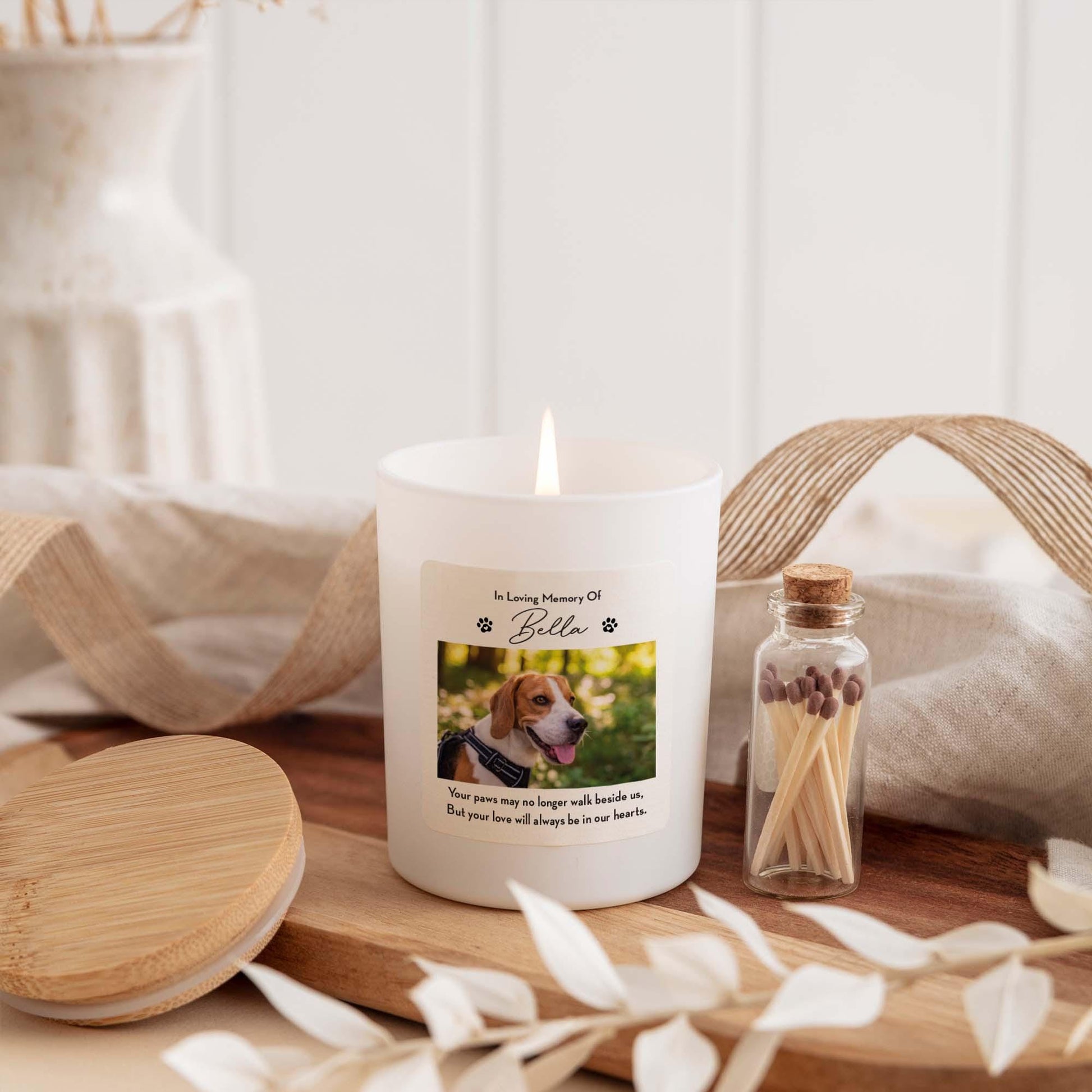 Personalised In loving Memory Of Pet Name scented candle Photo Memorial Gift for Pet loss dog cat owner Bereavement Condolence Sympathy