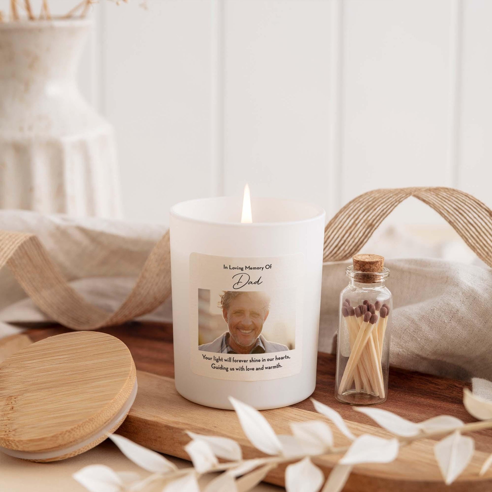Personalised In loving Memory Of scented candle with Photo Memorial Gift for loss friend dad grandad mum Bereavement Condolence Sympathy