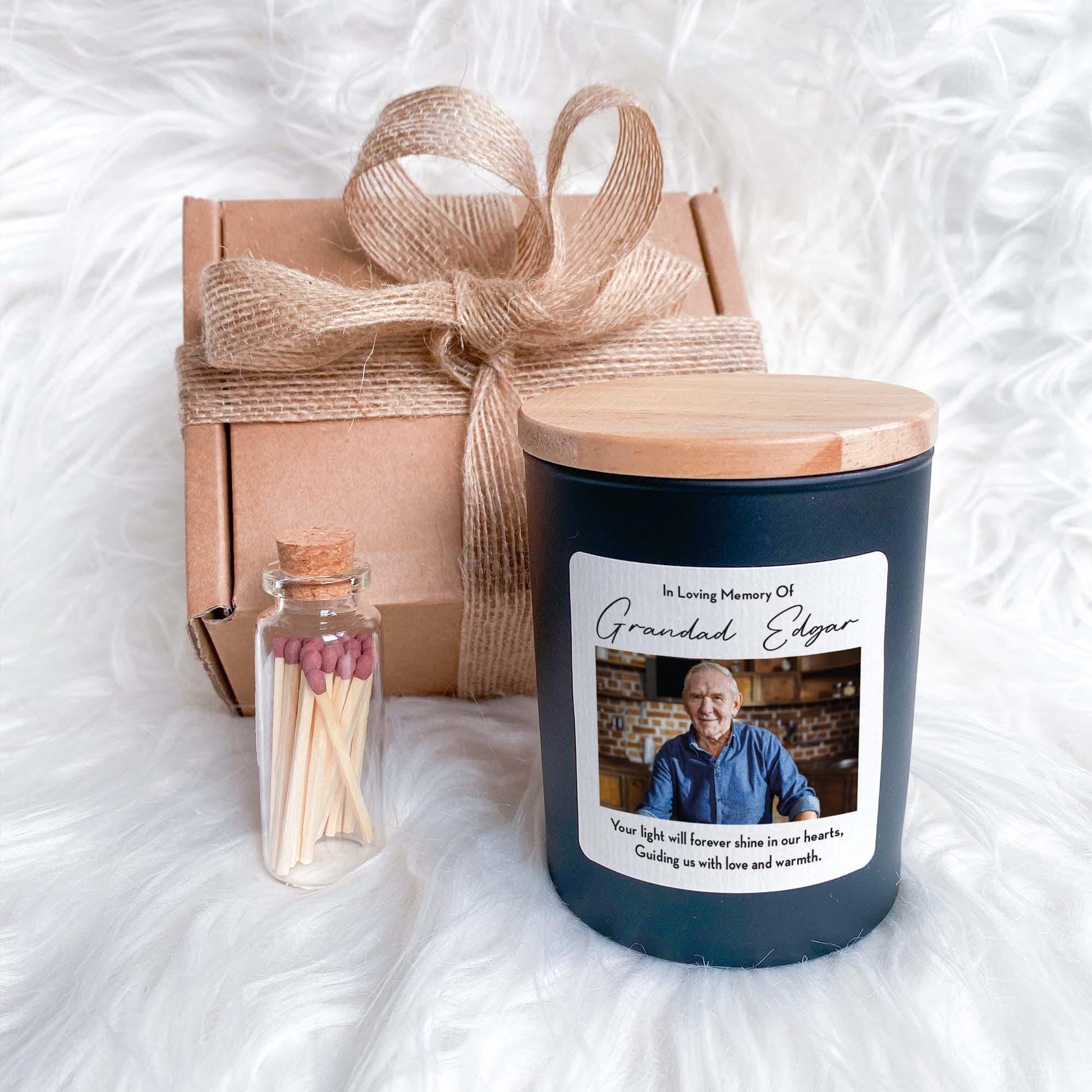 Personalised In loving Memory Of scented candle with Photo Memorial Gift for loss friend dad grandad mum Bereavement Condolence Sympathy