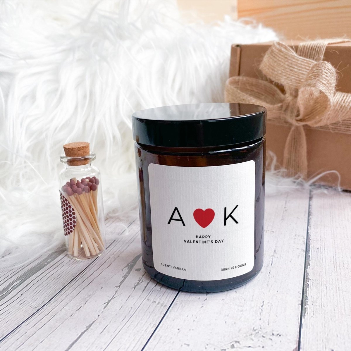 Personalised Initials Valentine’s Day Candle – Custom Gift for Girlfriend