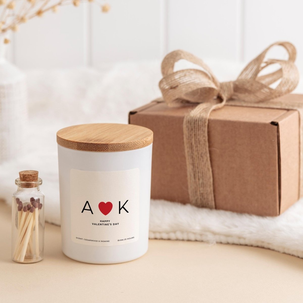 Personalised Initials Valentine’s Day Candle – Custom Gift for Girlfriend
