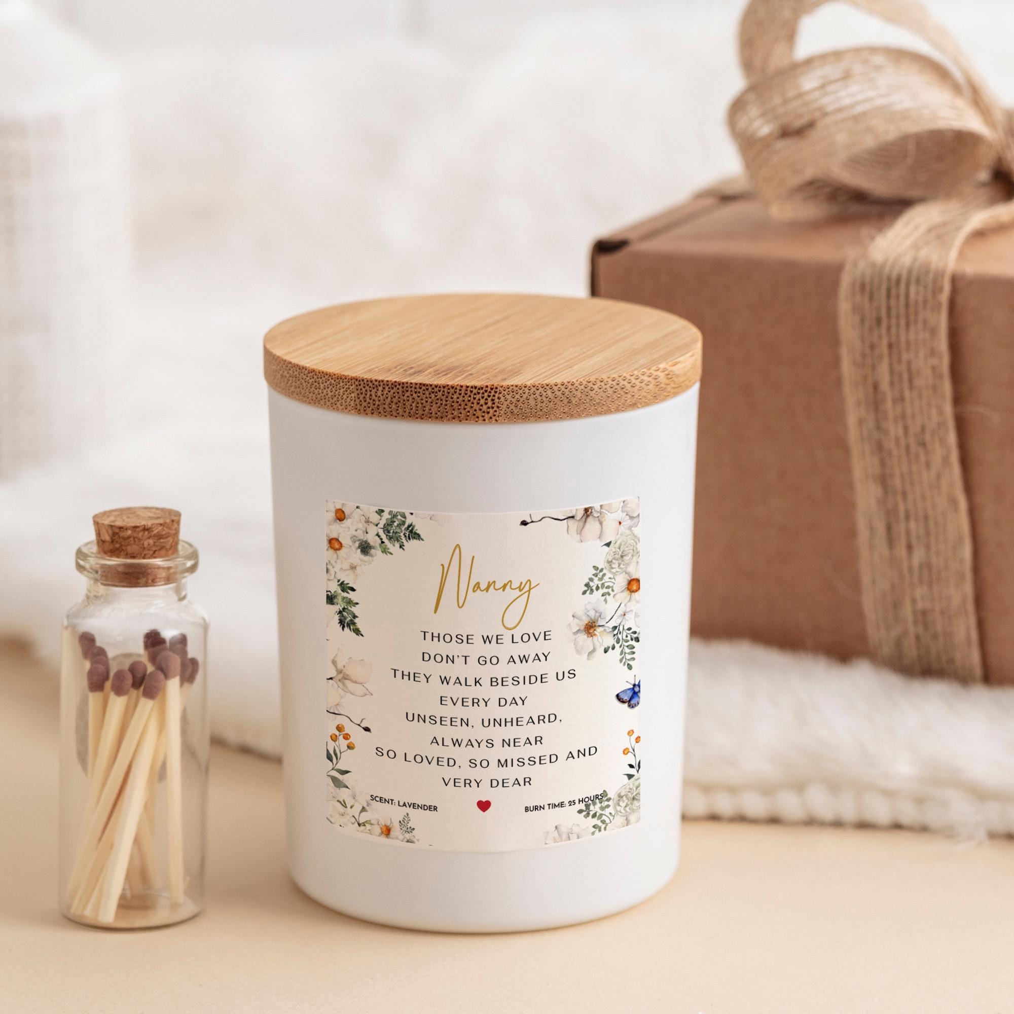 Personalised Memorial Candle ANY ROLE or NAME Remembrance Soy Wax Candle Keepsake Sympathy Gift for Loss of a Beloved Nanny Grandad Mum Dad