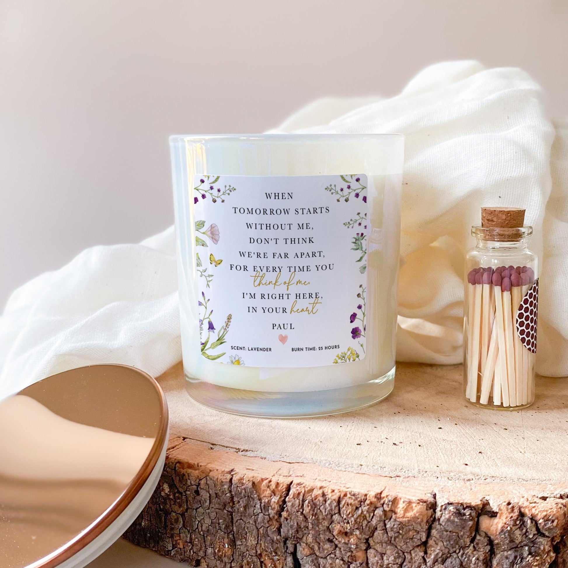 Personalised Memorial Candle Gift Thinking of You Sympathy Remembrance Keepsake with Poem Thoughtful Bereavement Gift for Friend or Family