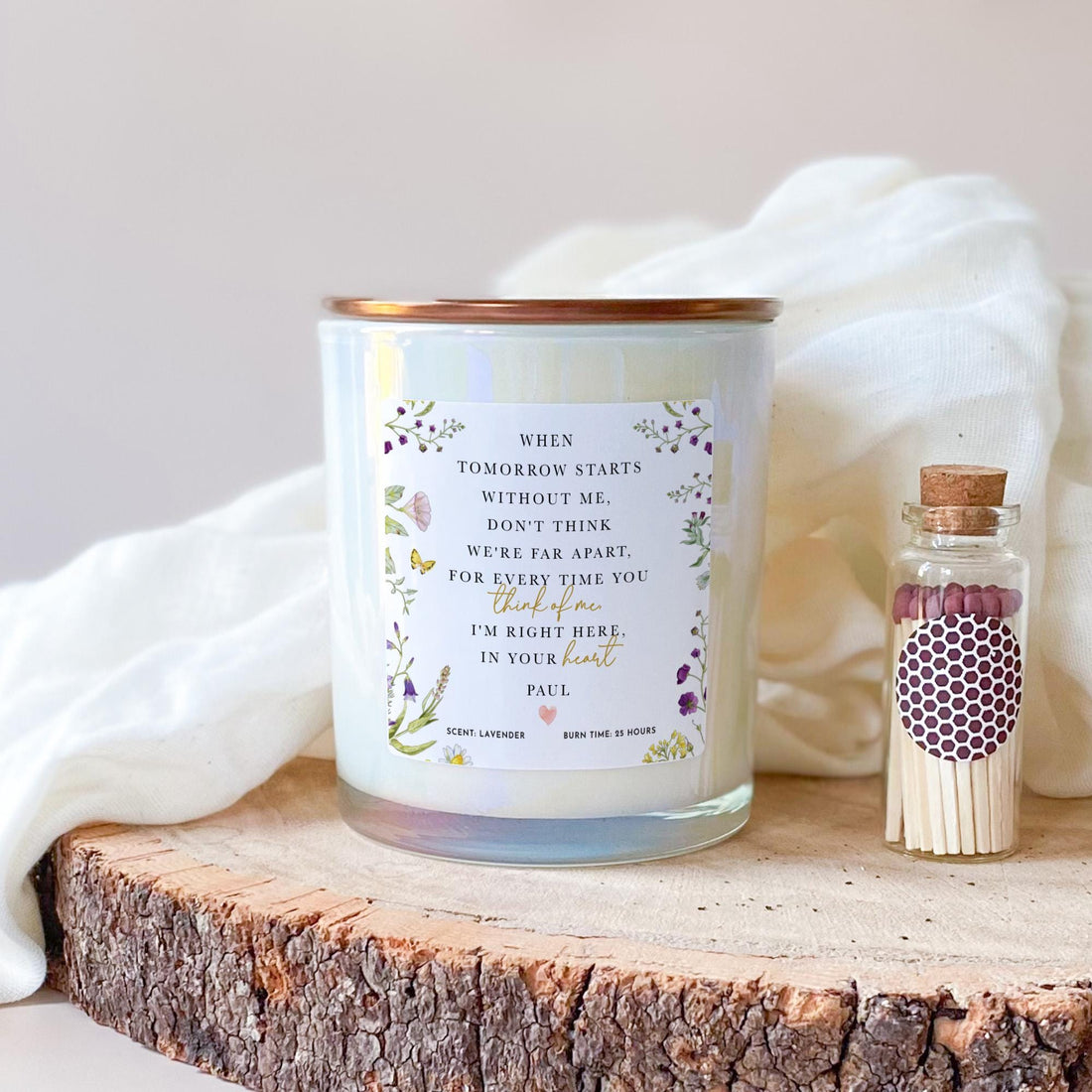 Personalised Memorial Candle Gift Thinking of You Sympathy Remembrance Keepsake with Poem Thoughtful Bereavement Gift for Friend or Family