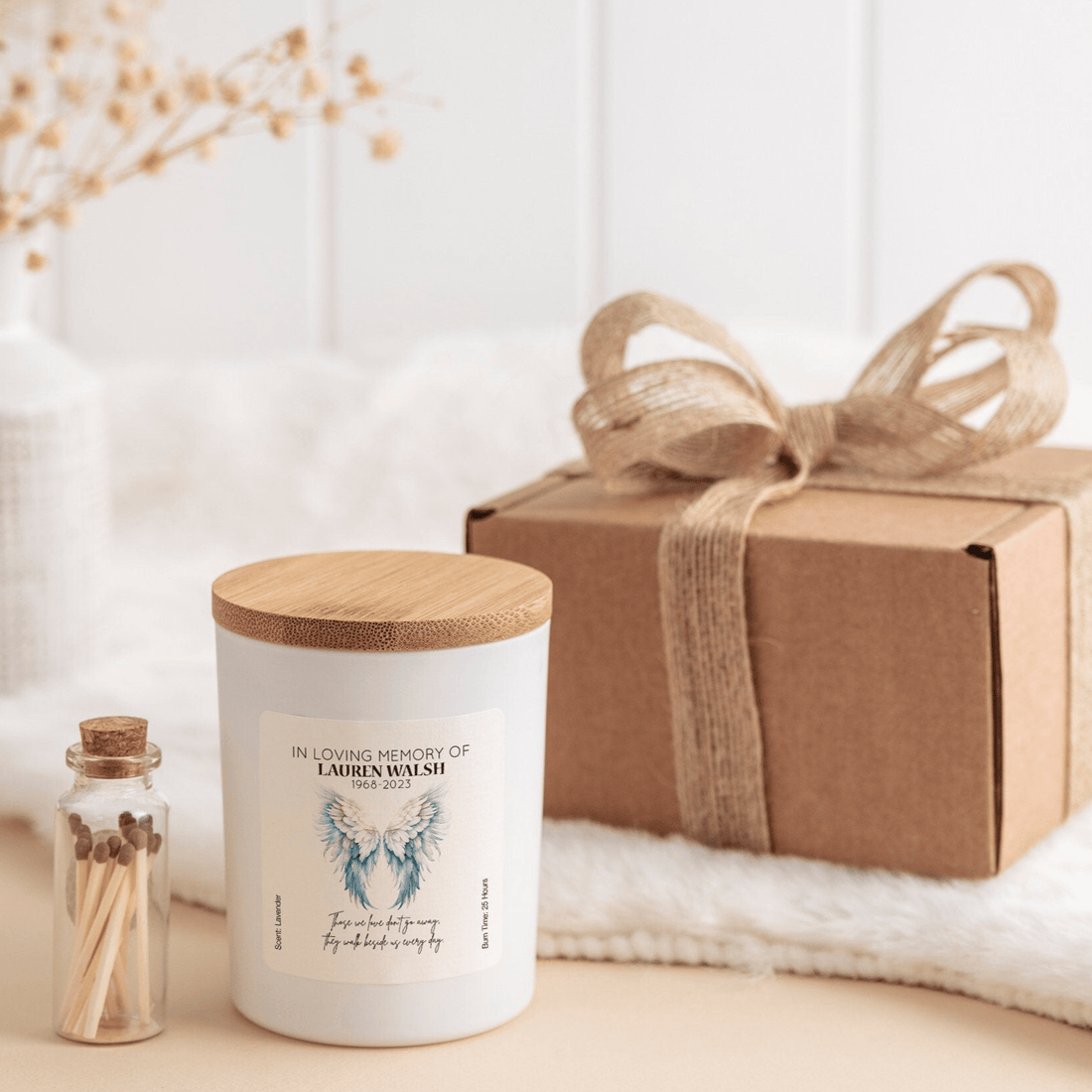 Personalised Memorial Scented Candle, In Loving Memory Christmas Remembrance Gift, Sympathy Gift, Bereavement Mourning Memorial Keepsake