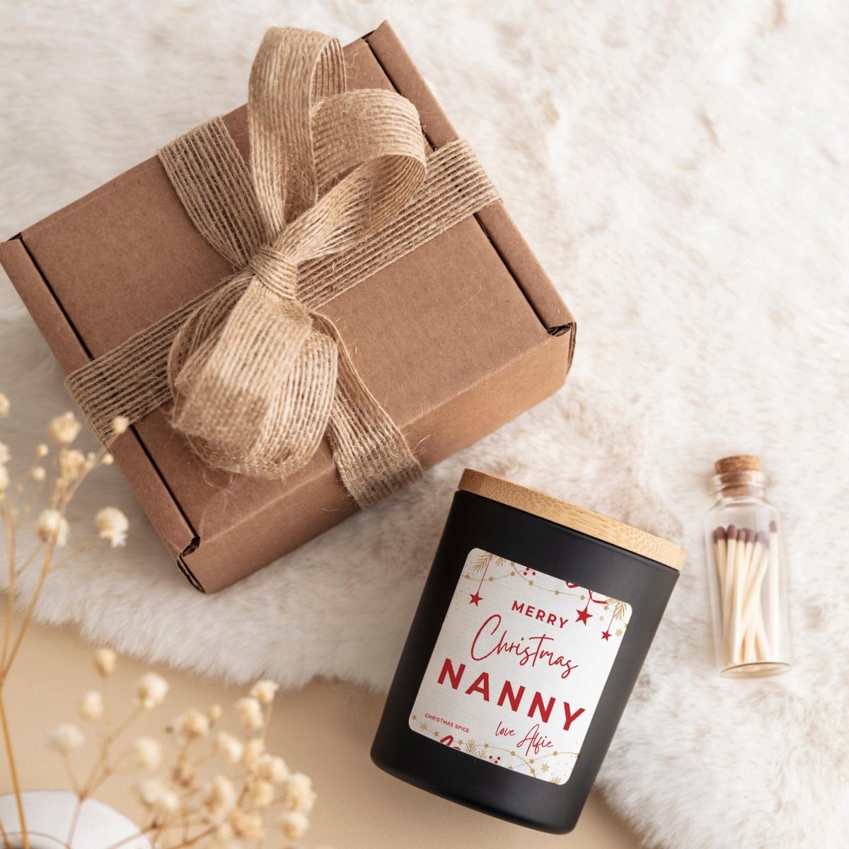 Personalised Merry Christmas Nanny Candle Gift – Available for ANY ROLE– Cosy Christmas Present for Grandma
