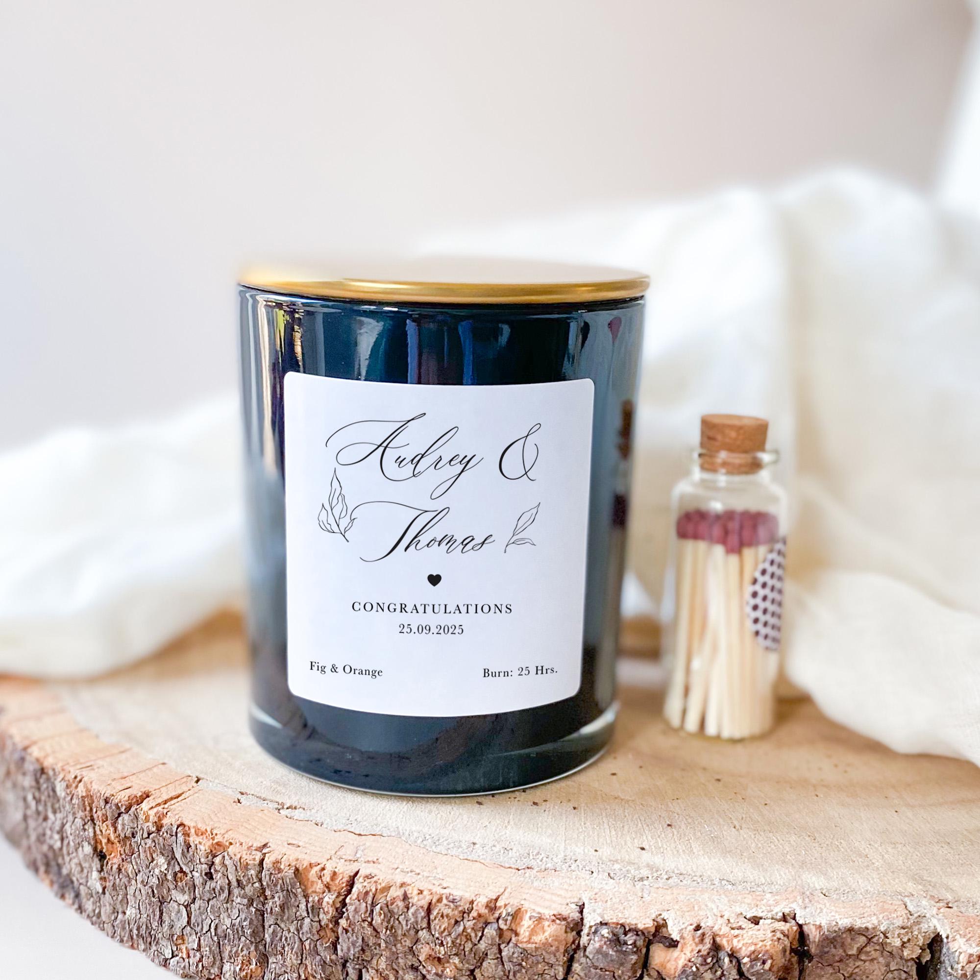 Personalised Modern Wedding Engagement Anniversary Scented Candle Gift Keepsake Couple Present Elegant Newlyweds Mr & Mrs Housewarming