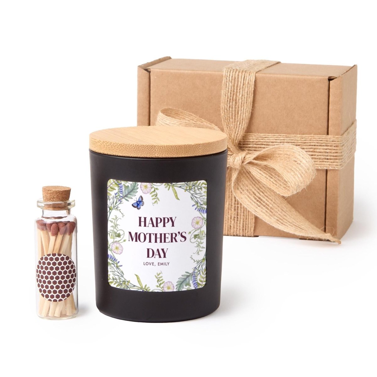 Personalised Mother’s Day Candle Gift for Mum – Floral Design Keepsake with Name