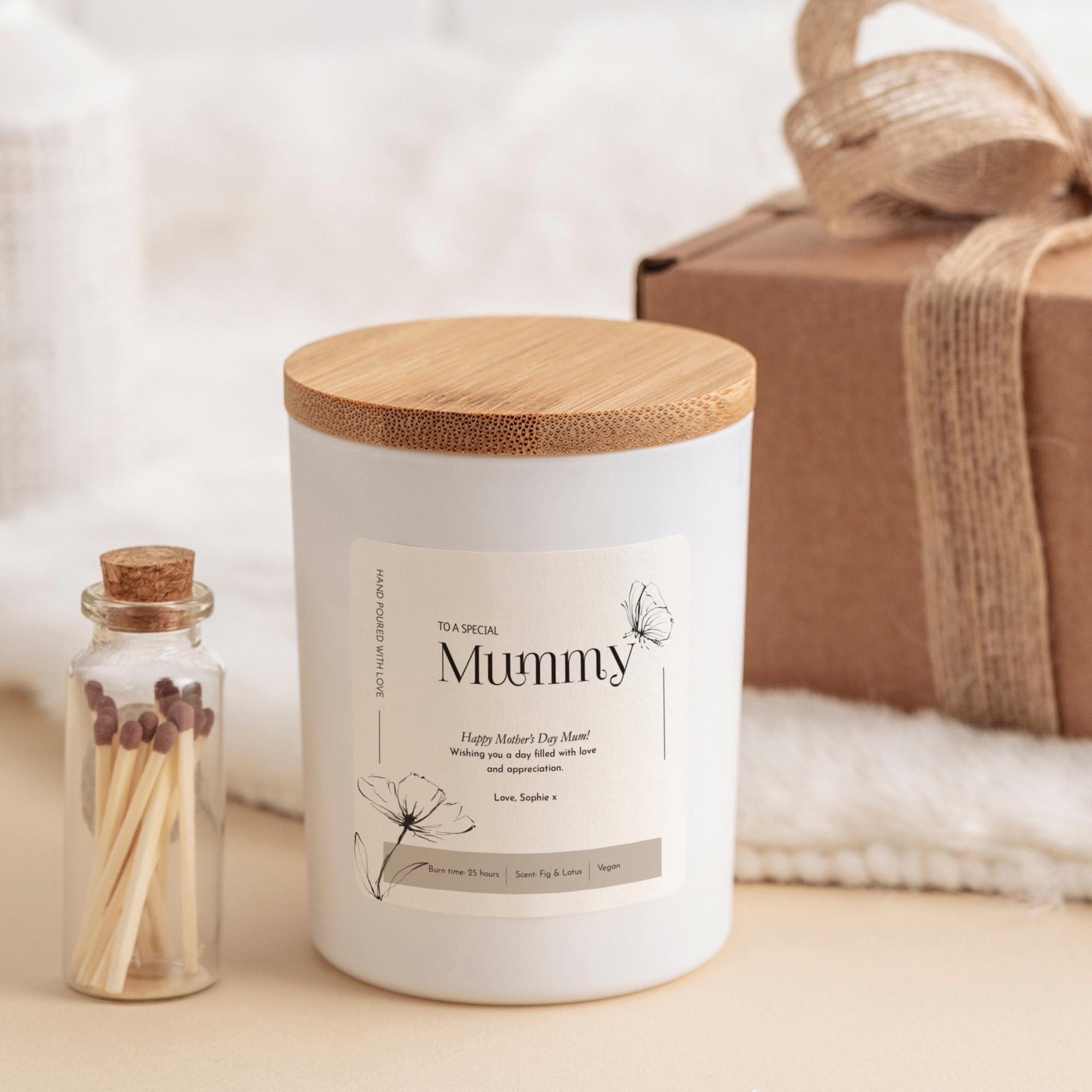 Personalised Mother’s Day Candle Gift for Mum Thoughtful Present for Mummy from Daughter or Son Vegan Soy Wax Candle for Mama Mummy Mother