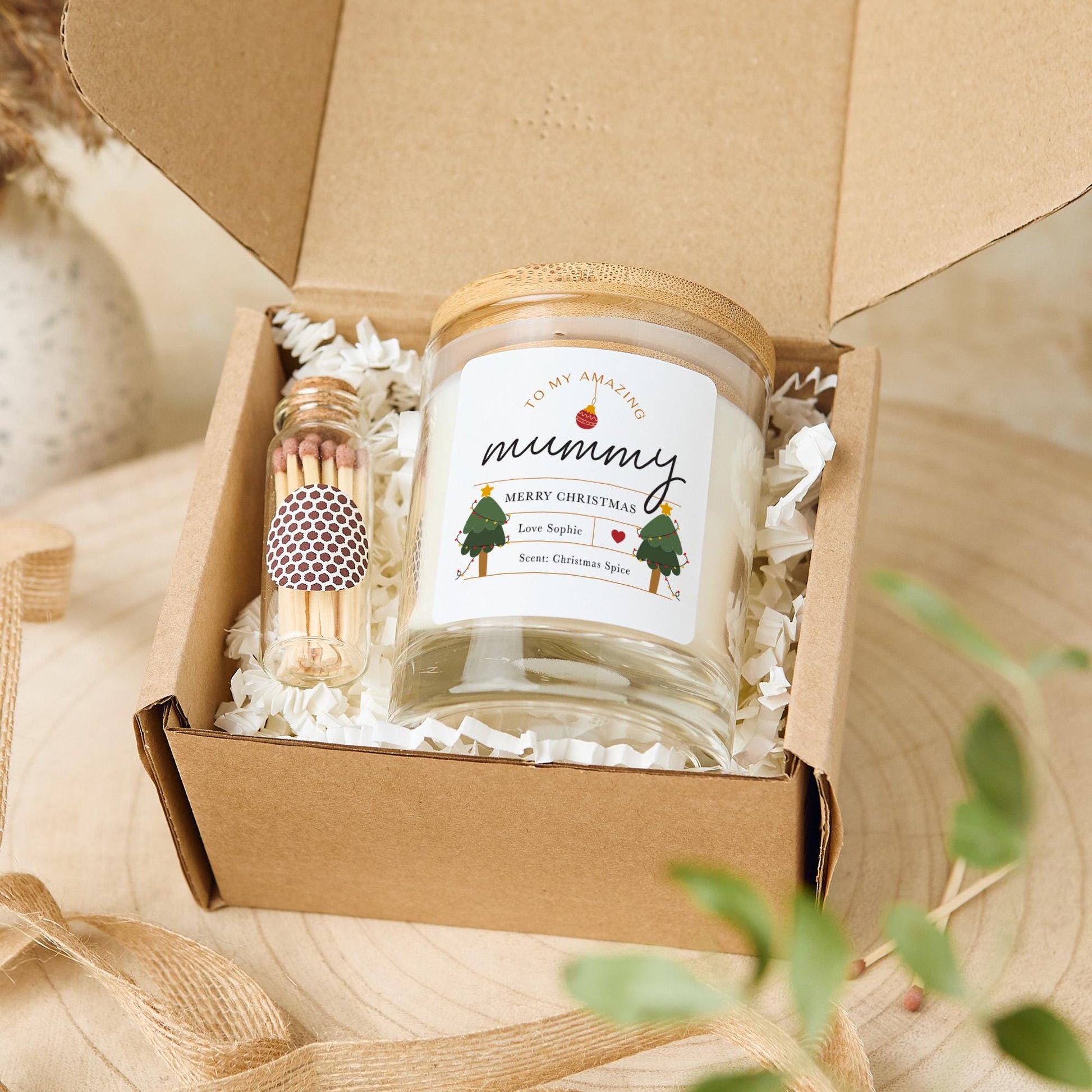 Personalised Mummy Christmas Candle Gift – Custom Name Festive Present from Daughter or Son – Thoughtful Holiday Keepsake