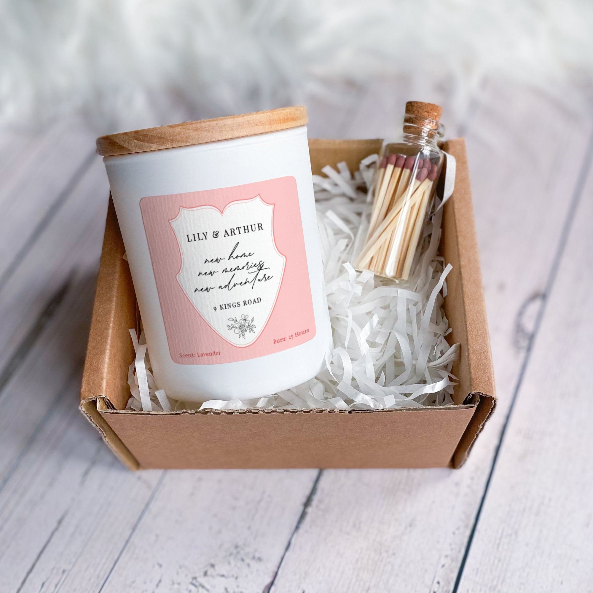 Personalised New Home Scented Candle Gift Set Gift for New Home New Memories New Adventure with names address Housewarming Present Couple