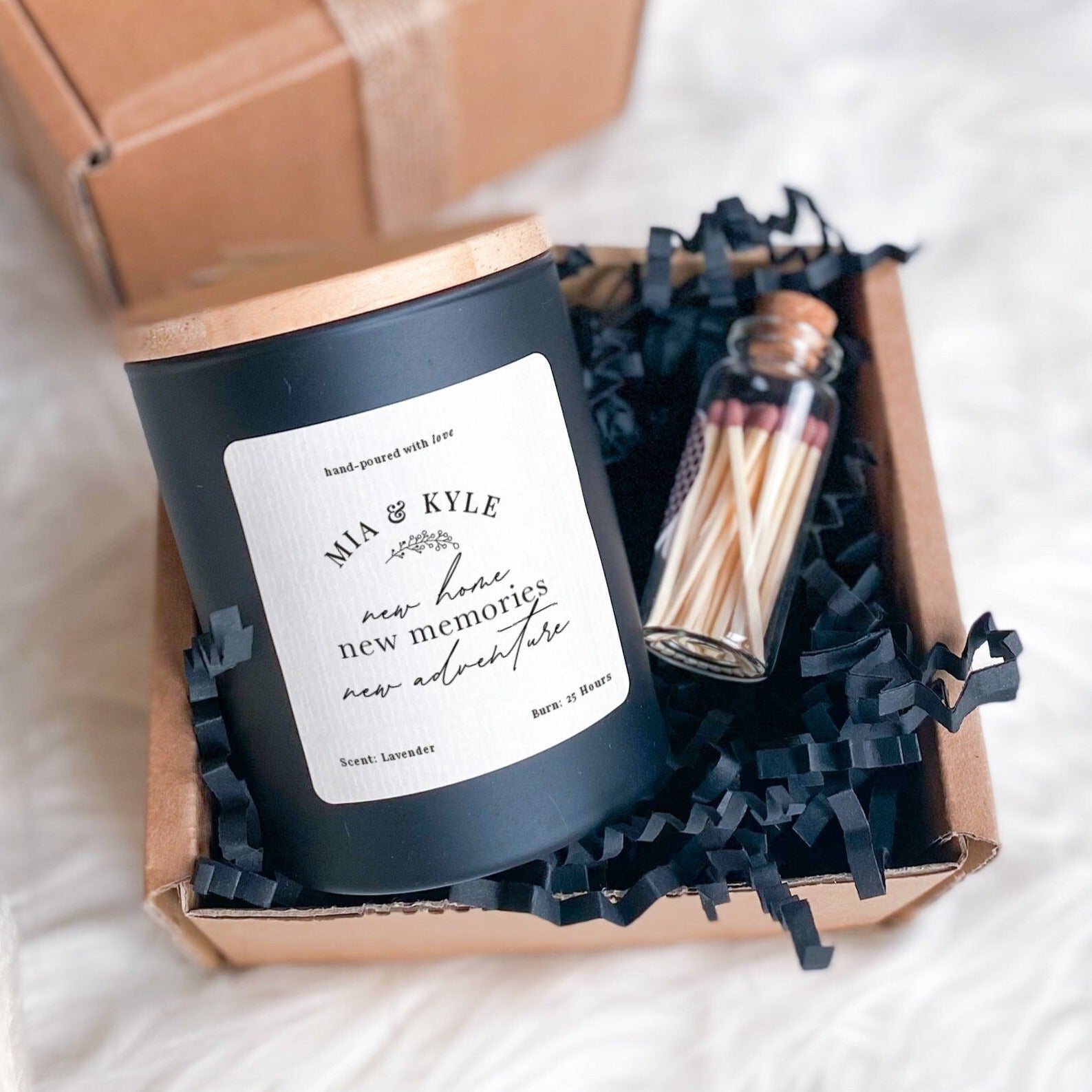 Personalised New Home Scented Candle Gift Set Gift for New Home New Memories New Adventure with names Housewarming Present Couple