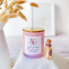 Personalised New Home Scented Soy Wax Candle Custom Housewarming Candle with Names Best Wishes Homeowner Gift Vegan gift With Couple Name