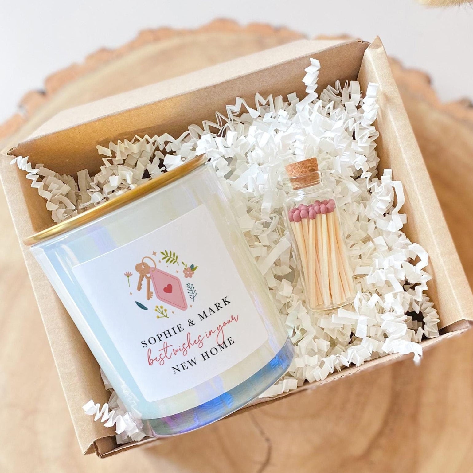 Personalised New Home Scented Soy Wax Candle Custom Housewarming Candle with Names Best Wishes Homeowner Gift Vegan gift With Couple Name